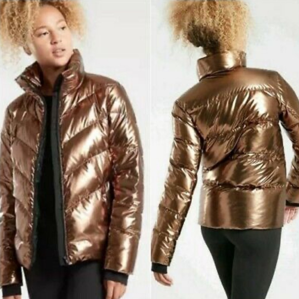Athleta Down Jacket in Metallic Bronze - XL